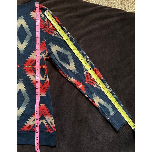 CHAPS Denim Ralph Lauren Southwestern 100% Cotton Thermal Waffle Weave Top M - Picture 6 of 10